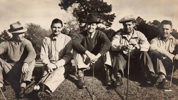 An early photo of Jack Burke Sr. with Ben Hogan, Jug McSpaden, Byron Nelson, and Jimmy Demaret